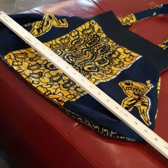 Navy Gold and Black Cloth Tote Bag - Picture 4 of 8